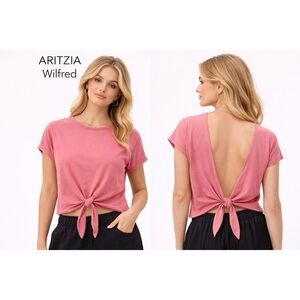 Aritzia Wilfred Adela Tie Open Back T-Shirt Pink, Size S
